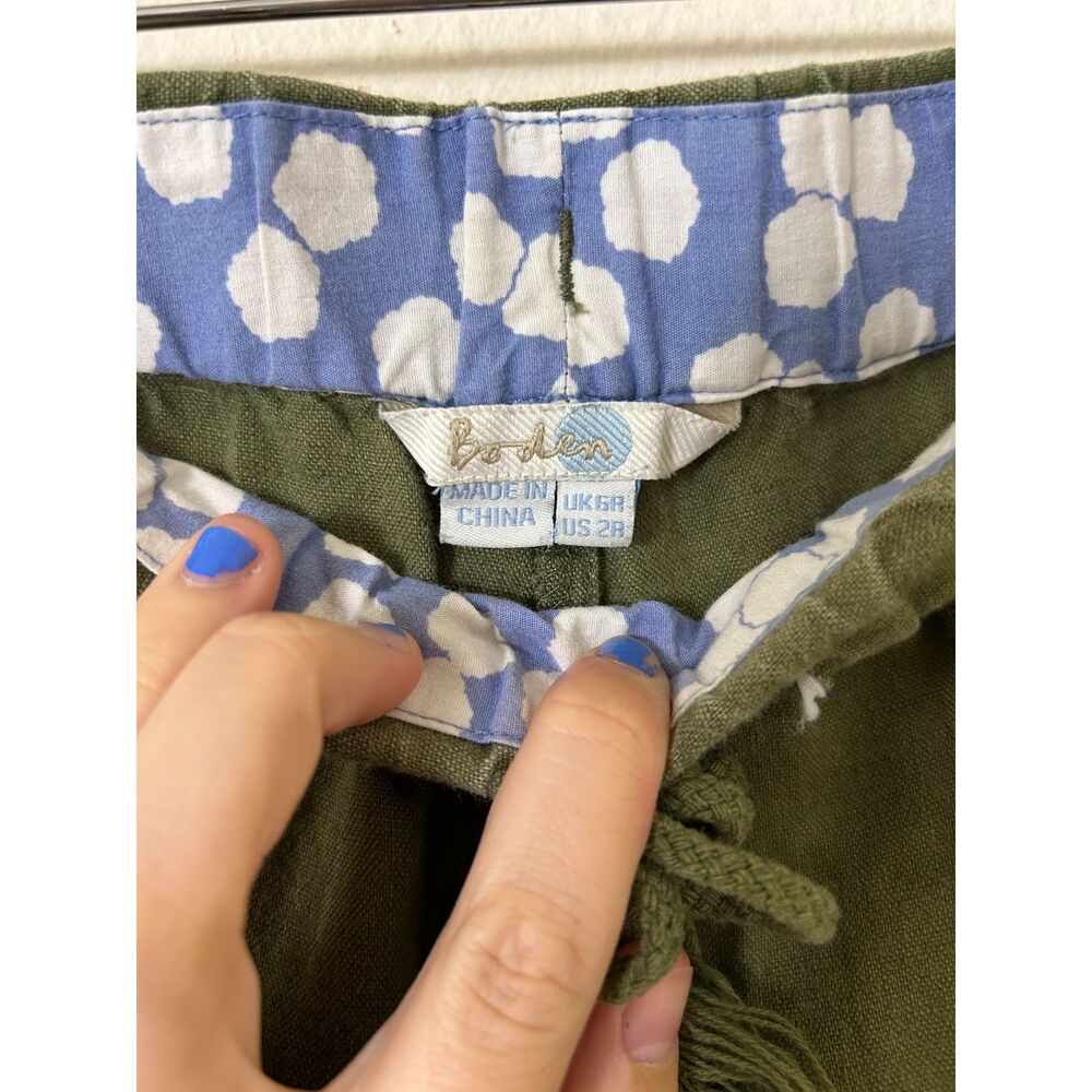 Boden 100% linen pants‎ Women's 2 Green lightweight minimalist lagenlook spring - Picture 3 of 9